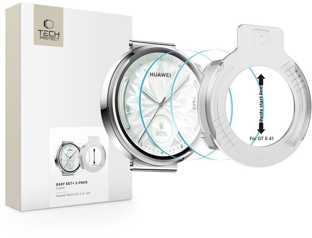 SZKŁO HARTOWANE TECH-PROTECT EASY SET+ 2-PACK HUAWEI WATCH GT 5 (41 MM) CLEAR