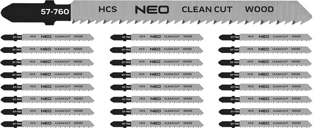 Brzeszczoty do wyrzynarki, 10TPI, HCS, uchwyt typu T, 25 szt., czyste cięcie