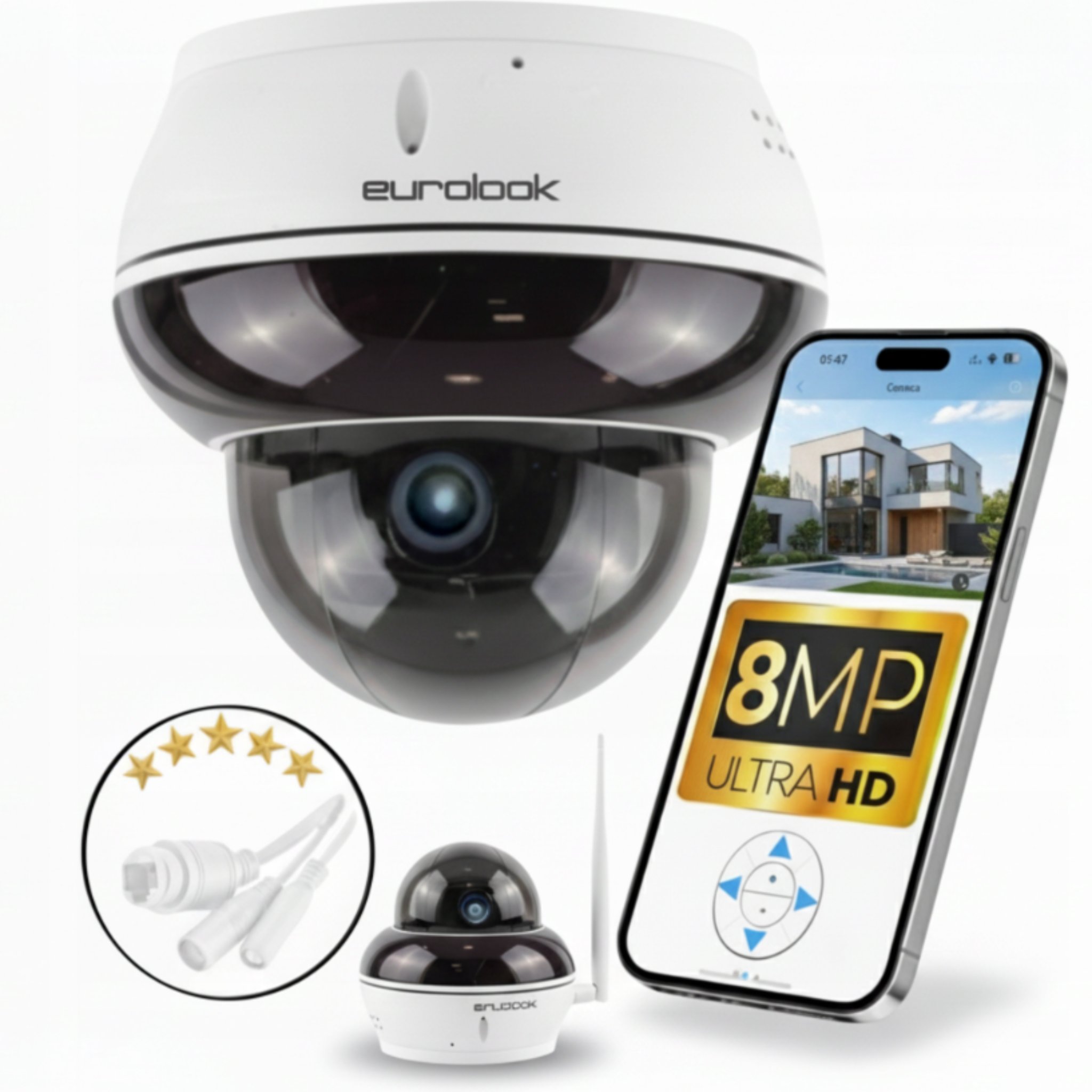 ZEWNĘTRZNA KAMERA IP WIFI KOPUŁKOWA OBROTOWA 8MPX AUDIO ZOOM x10 ŚLEDZENIE