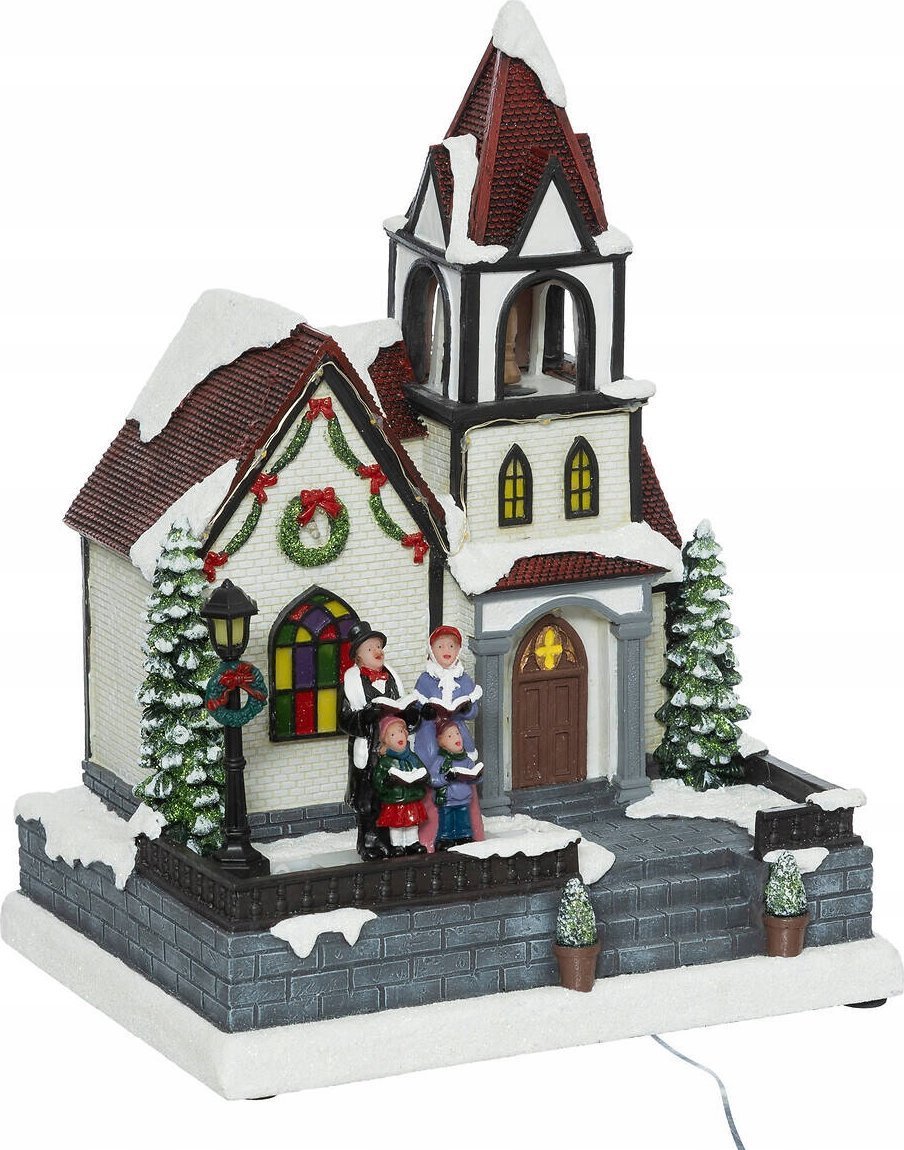 Fééric Lights and Christmas Figurka świąteczna kościół, oświetlenie LED