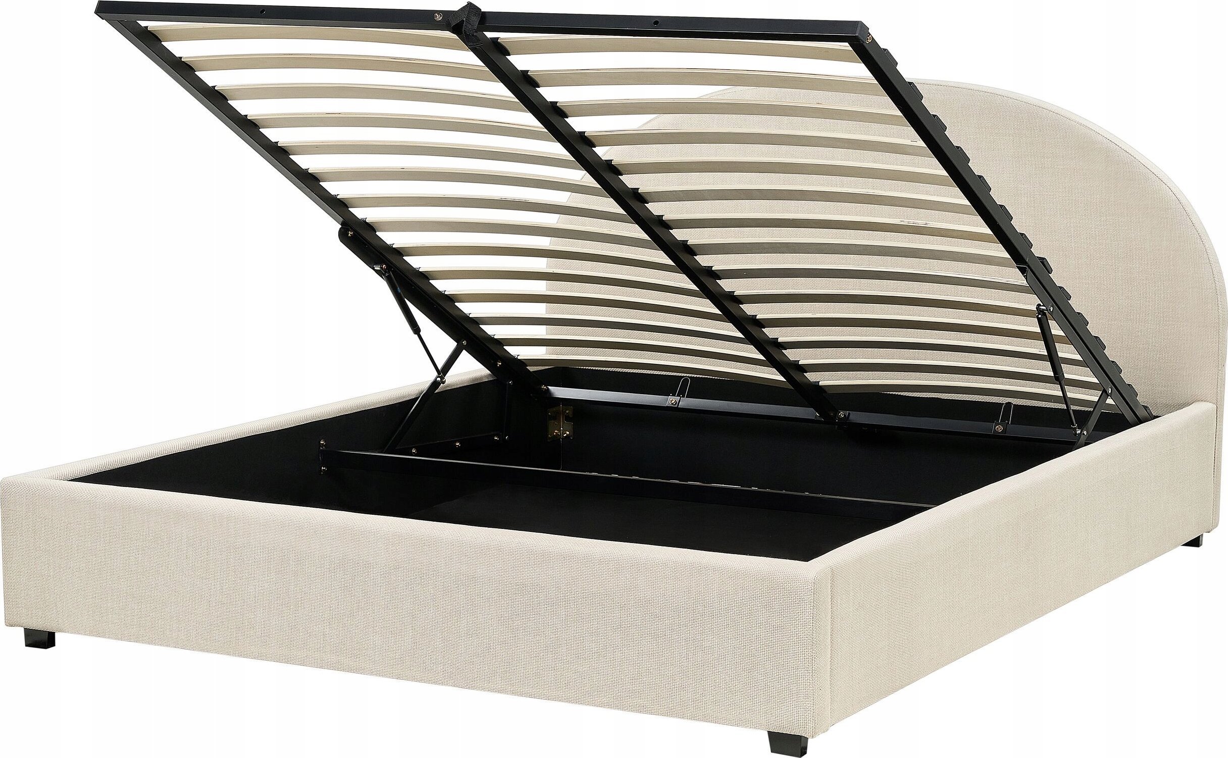 Beliani Łóżko z pojemnikiem tapicerowane 160 x 200 cm beżowe VAUCLUSE