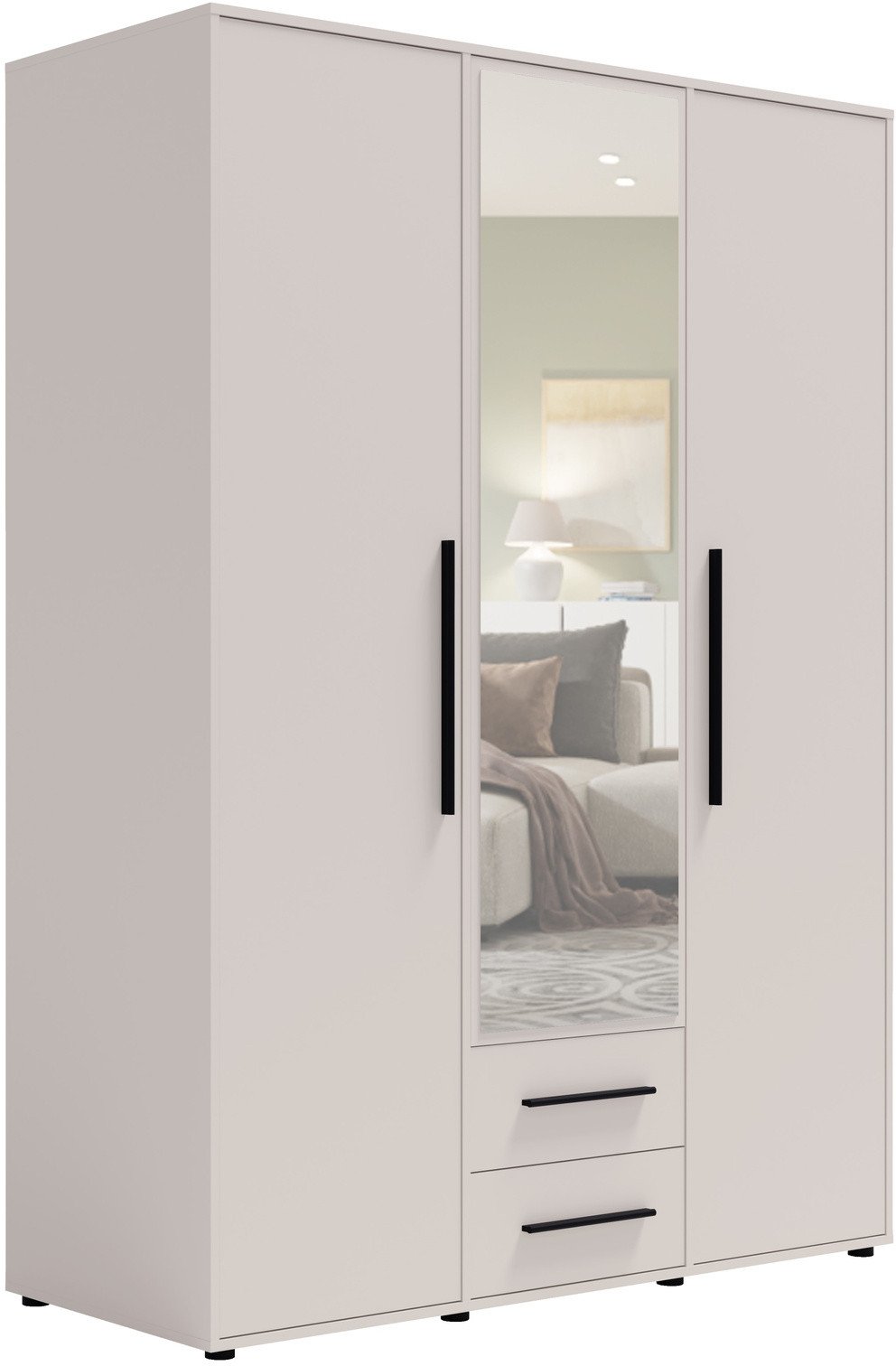 Szafa Modena SZ3D2SZ w kolorze cashmere z lustrem