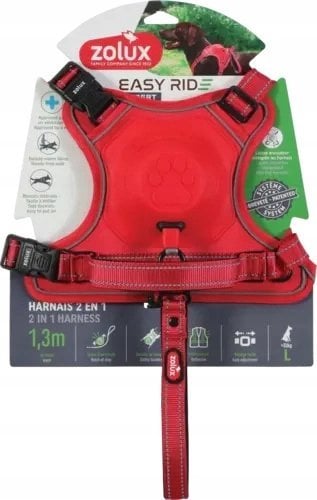 Zolux Szelki ze smyczą automatyczną Easyride L czerwone