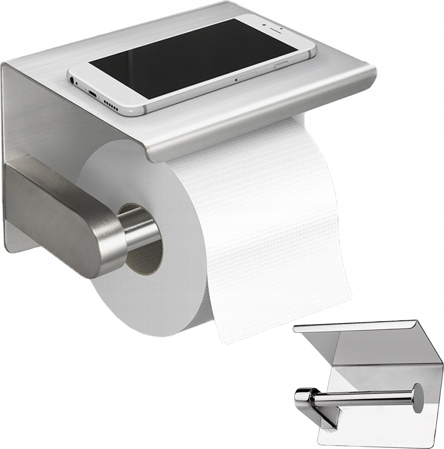 UCHWYT NA PAPIER TOALETOWY Z PÓŁKĄ NA TELEFON TOI-PAP1 CHROM