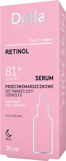Delia Retinol - 81% z natury - Serum przeciwzmarszczkowe do twarzy, szyi i dekoltu 30ml
