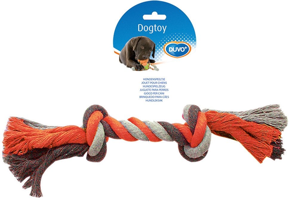 DUVO+ ZABAWKA SZNUR 2 WĘZŁY POMARAŃCZOWO-SZARY 37cm 4705014