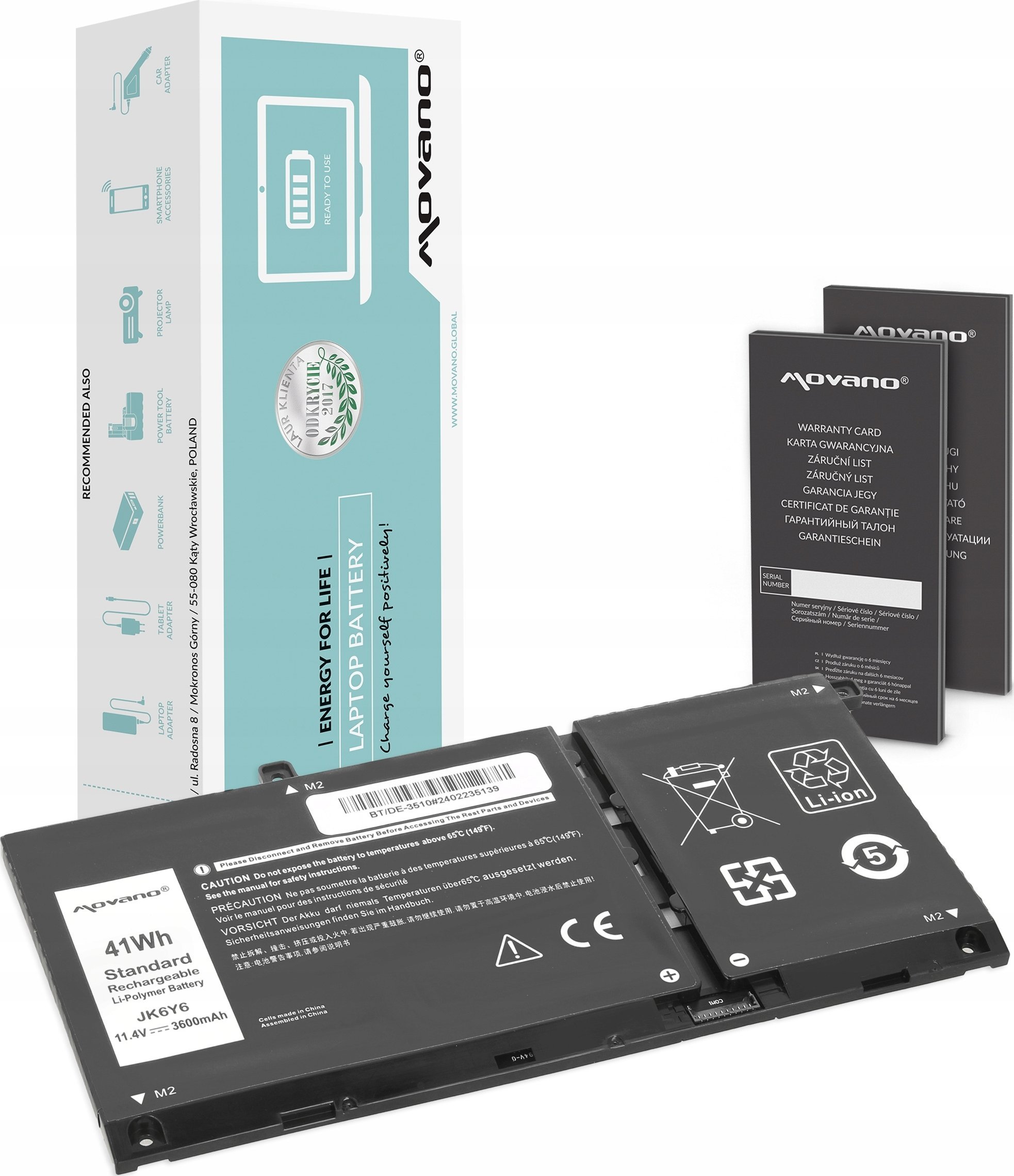 Bateria Movano Bateria JK6Y6 do Dell Latitude 3410 3510 Inspiron 5401 5402 5501 5502 5505