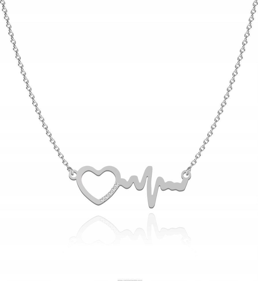Radziszewska Jewellery NASZYJNIK SREBRNY LINIA ŻYCIA EKG KRYSZTAŁY ŁAŃCUSZEK PREZENT DEDYKACJA