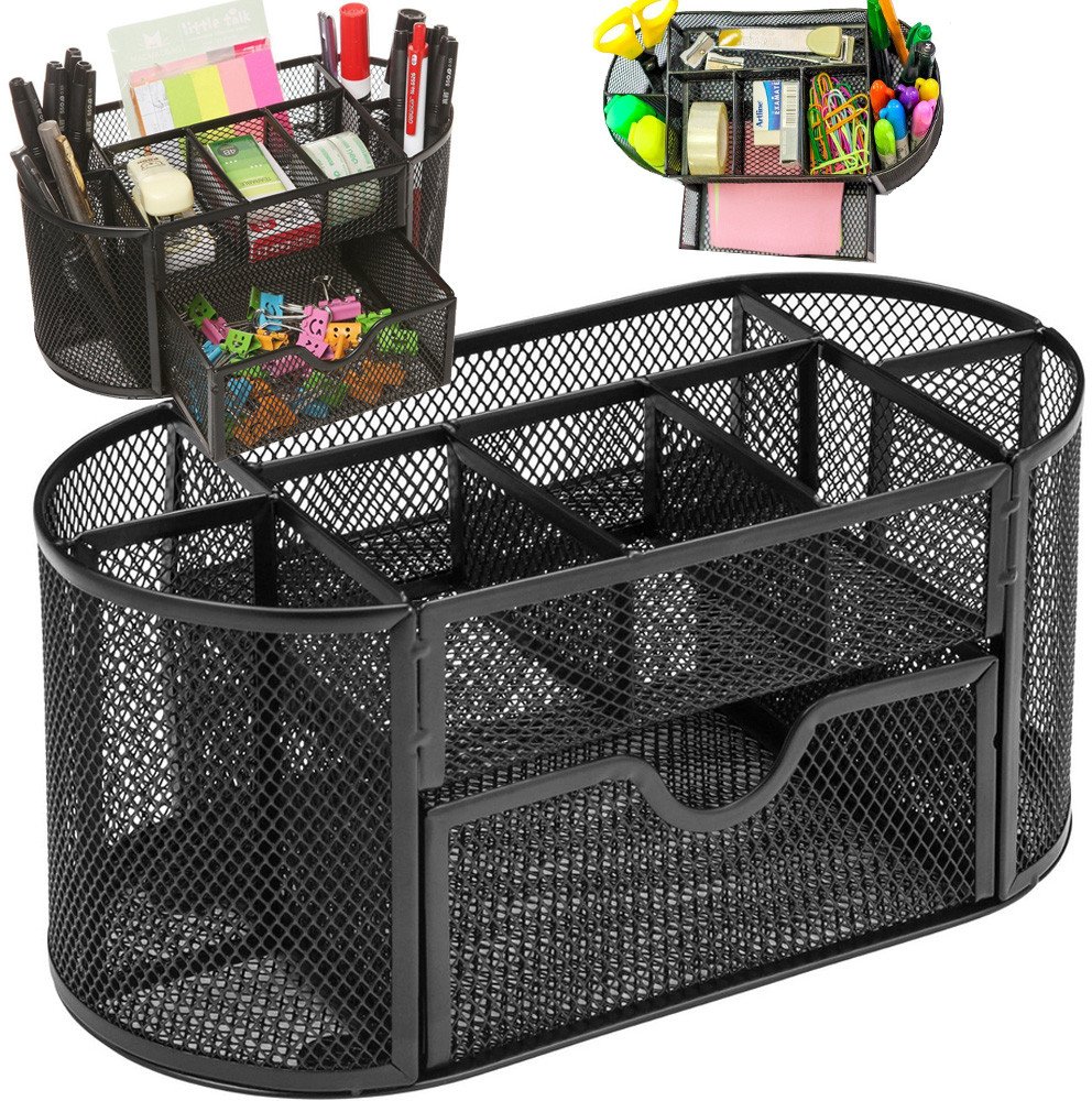 Przybornik organizer na biurko 8 komór szufladka szafka półki biurowy metal