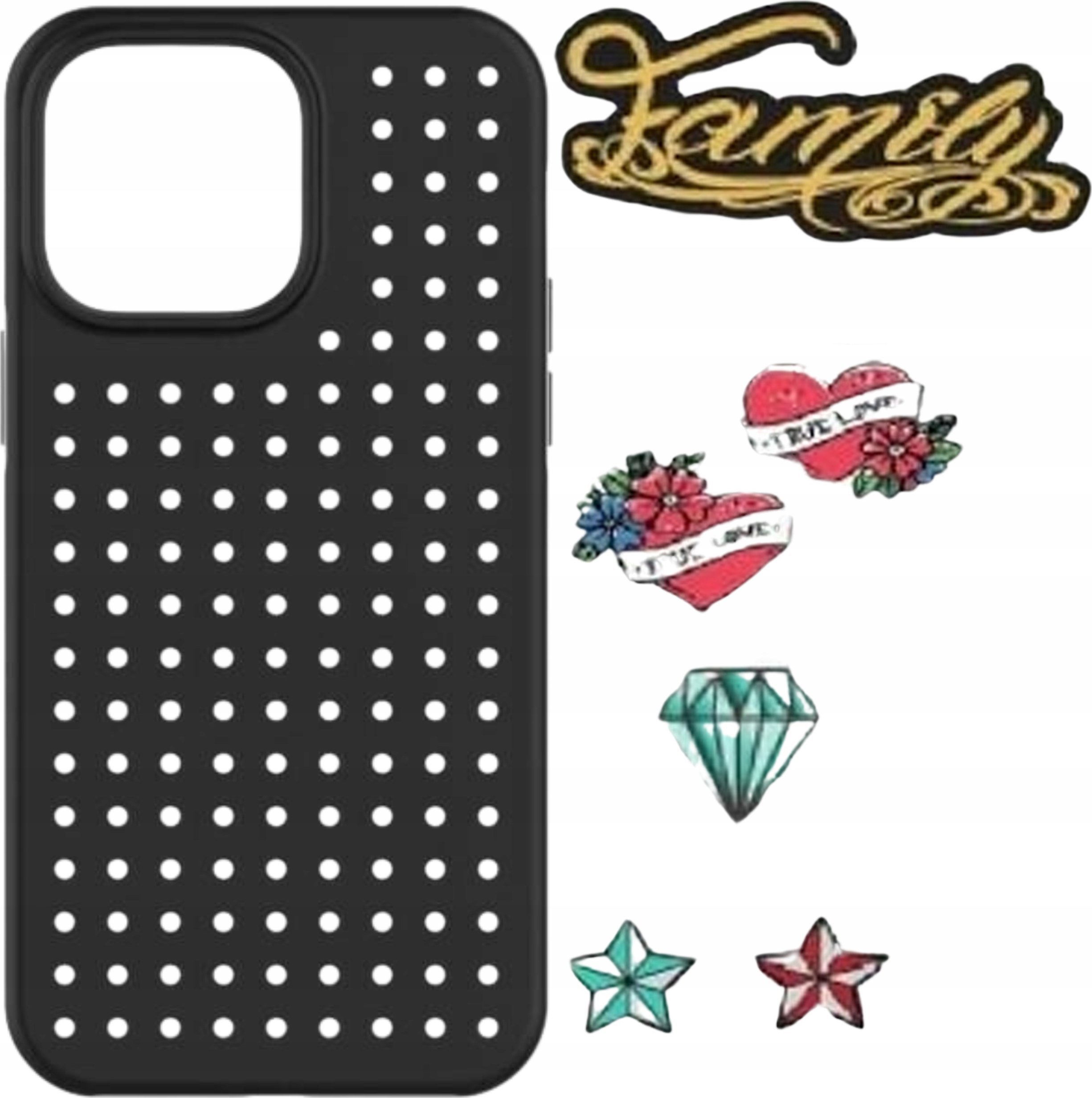 Pinit Zestaw Etui Pinit Dynamic + Tattoo Pin iPhone 14 Pro Max 6.7" czarny/black wzór 1