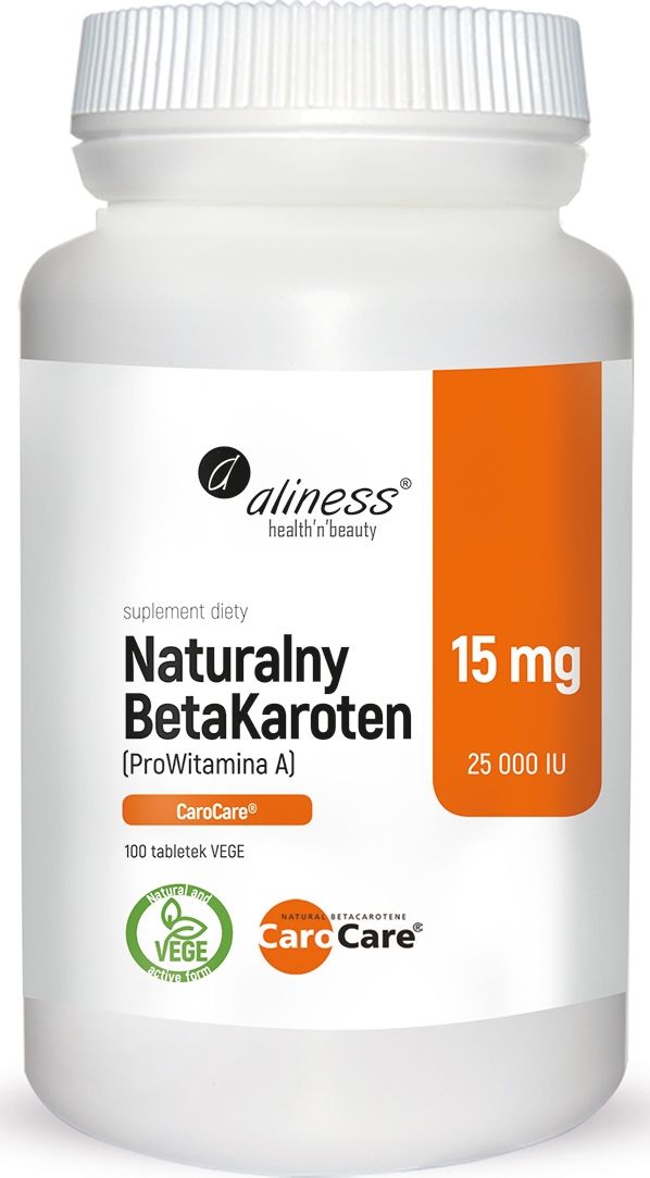 MEDICALINE Aliness, Naturalny Beta Karoten, 15mg, 100 tabletek