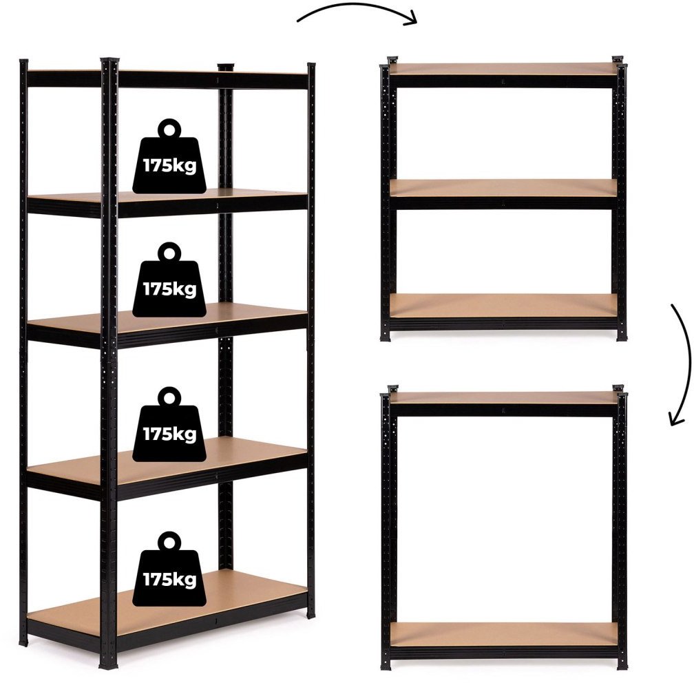 Regał metalowy magazynowy 180x90x30 cm do garażu piwnicy 5 półek 875 kg ModernHome