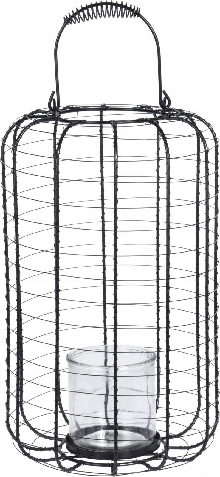 Home Styling Collection Lampion metalowy ze szklanym świecznikiem, Ø 23,5 cm, czarny