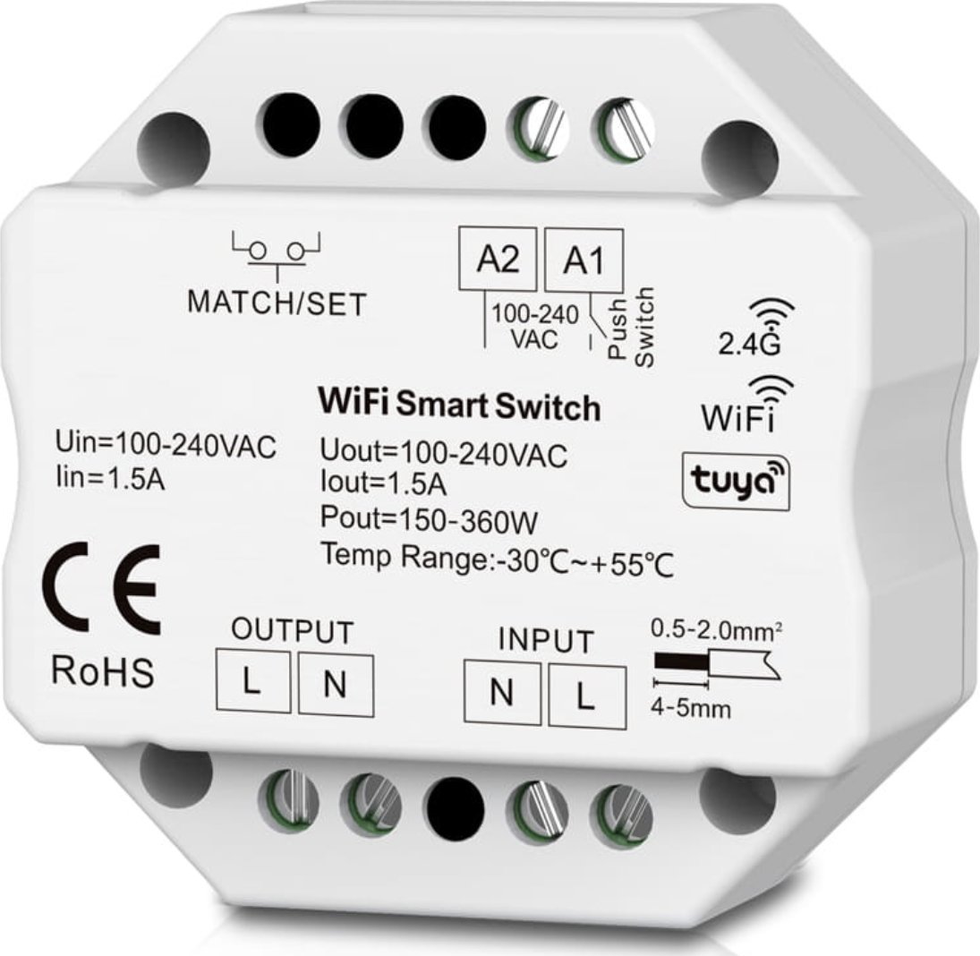 Tuya Przekaźnik 1 obwód WiFi + RF2.4 Seria SD TUYA