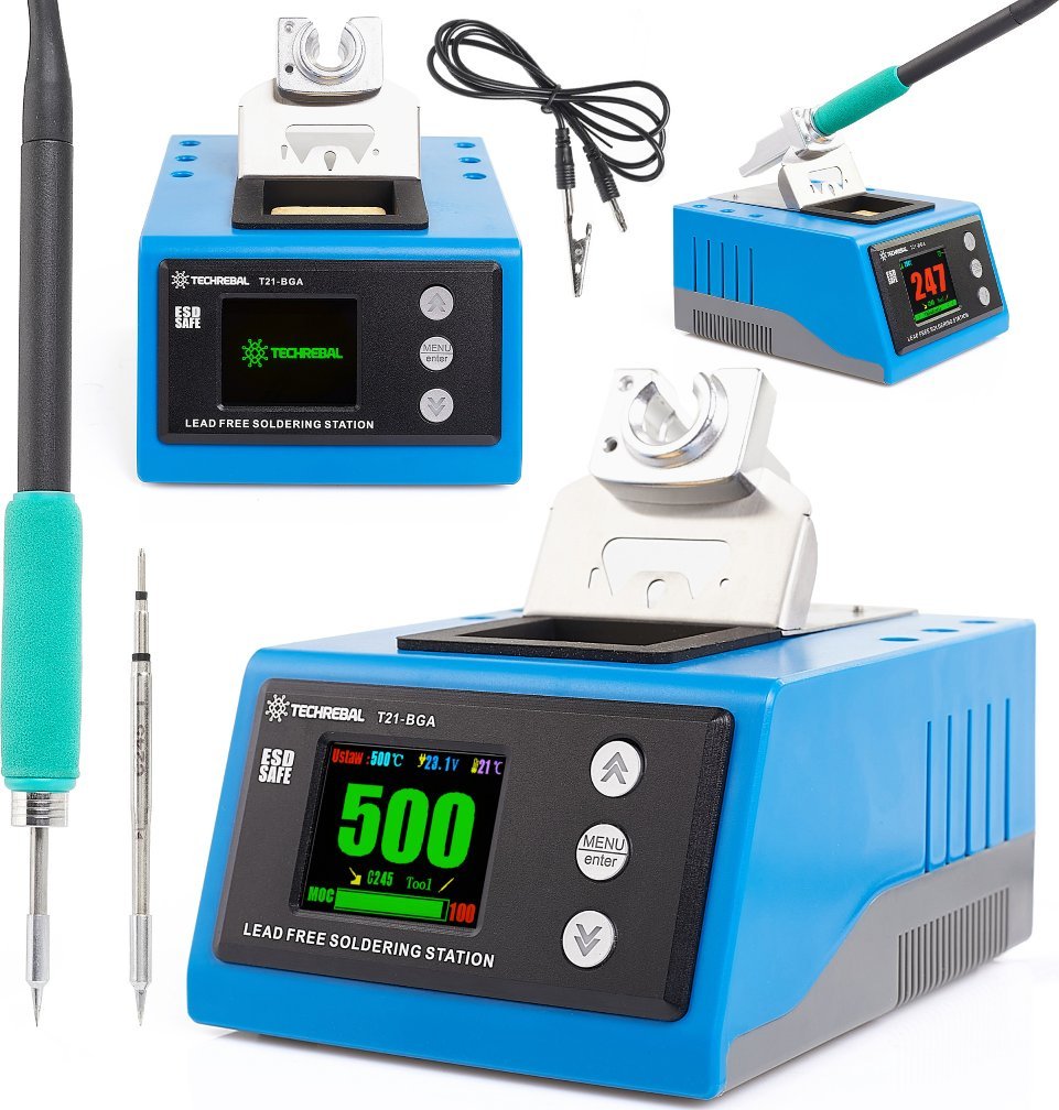 Stacja Lutownicza Lutownica Kolbowa Techrebal T21 BGA 180W Groty T245 C245