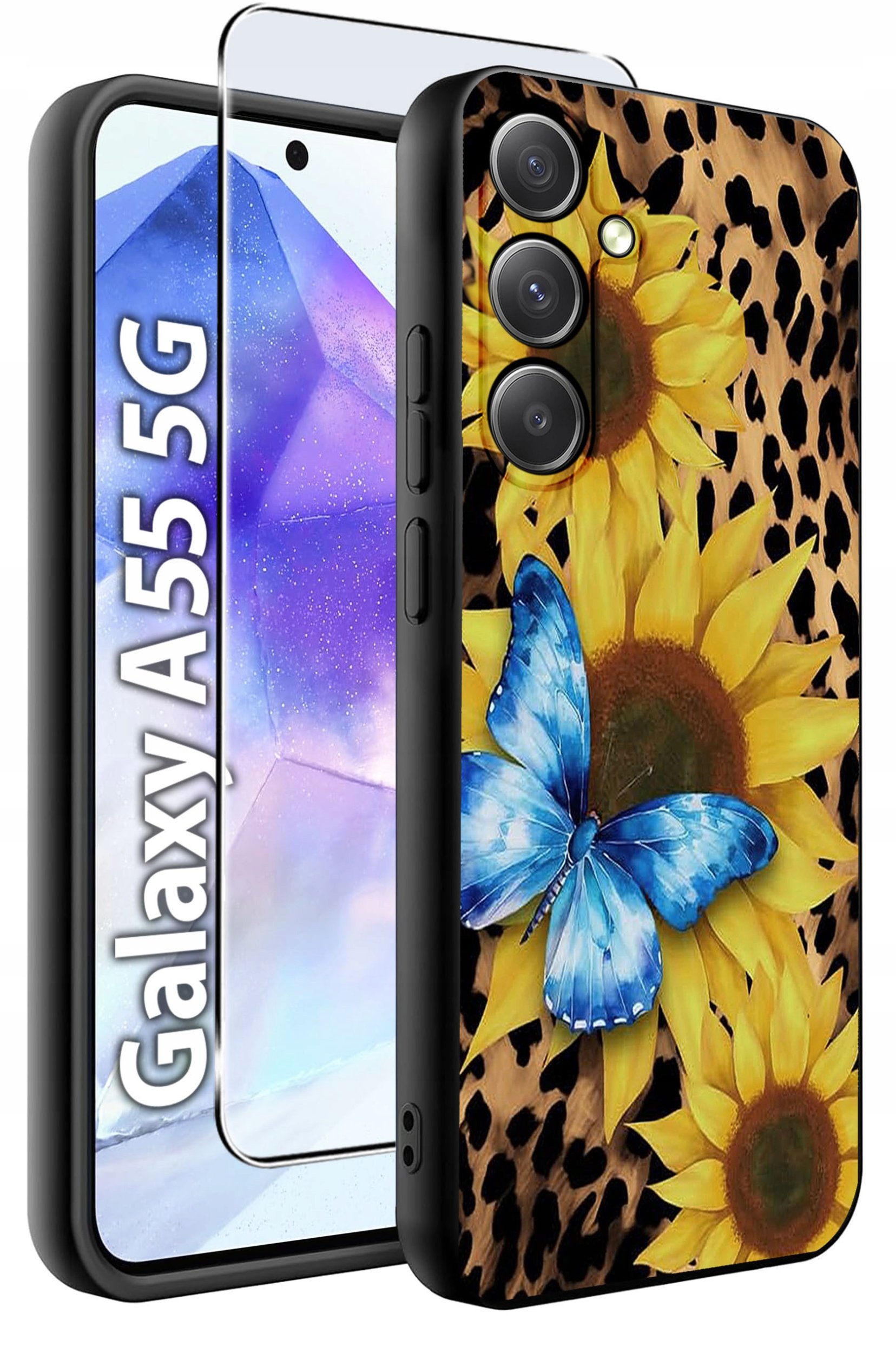 ETUI do Samsung A55 5G WZORY | SILIKONOWE MATT CASE + SZKŁO HARTOWANE 9H