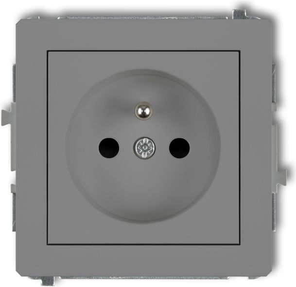 Karlik Gniazdo pojedyncze Deco z/u 2P+Z szary mat (27DGP-1z)