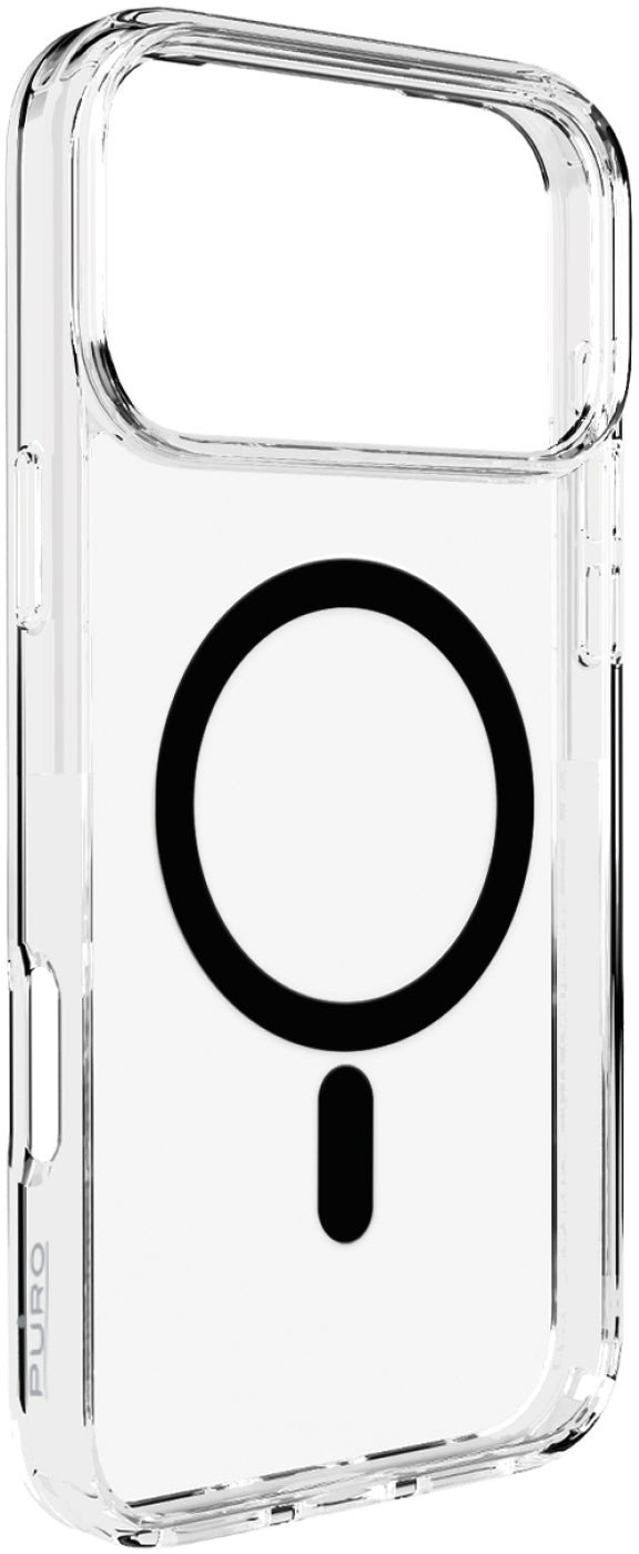 Etui Puro Lite Mag TPU+PC kompatybilne z MagSafe na iPhone 17 Pro Max - przezroczyste z czarnym pierścieniem