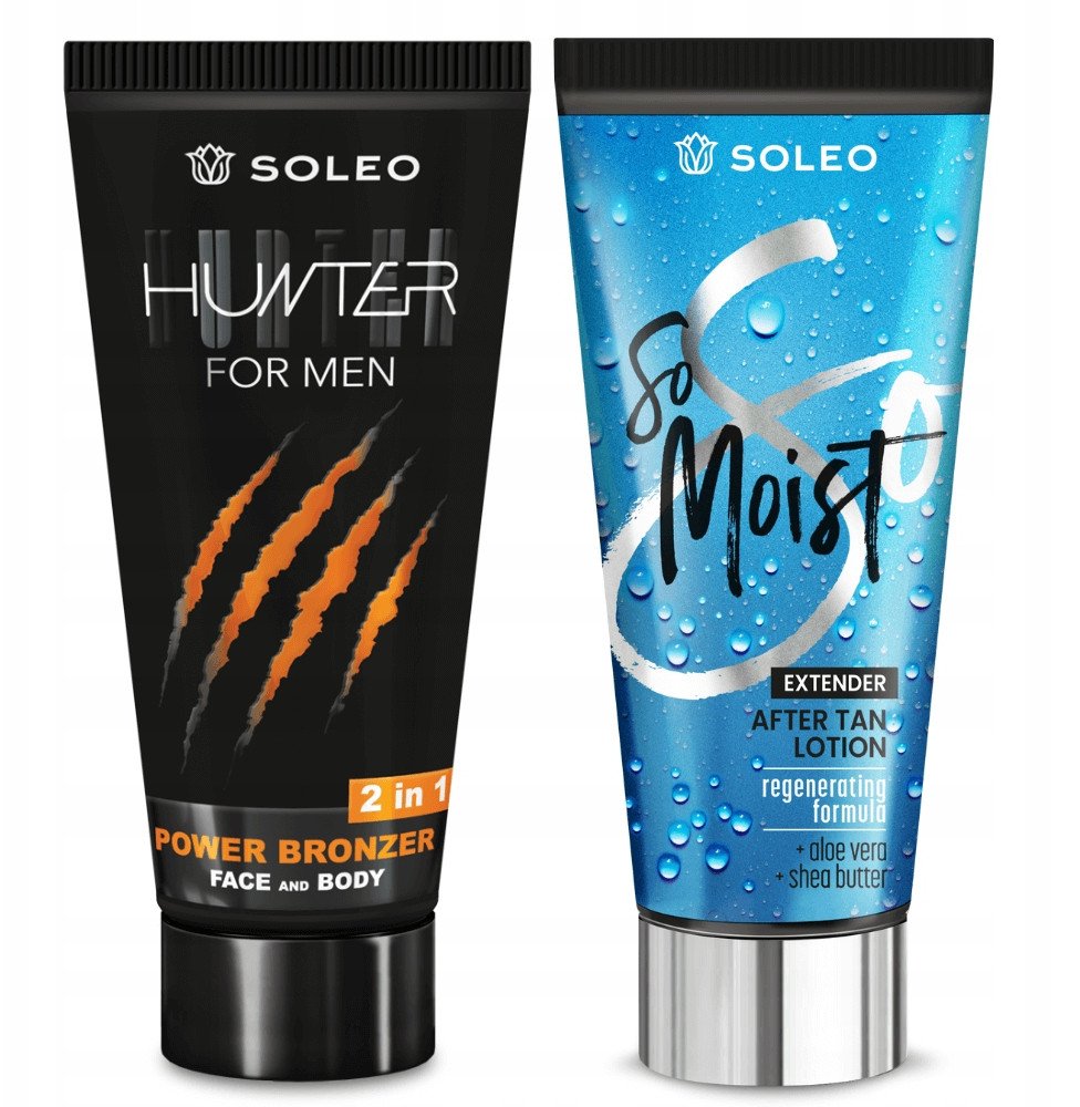 SOLEO HUNTER 150ml BRONZER DLA MĘŻCZYZN + BALSAM PO OPALANIU 150ml