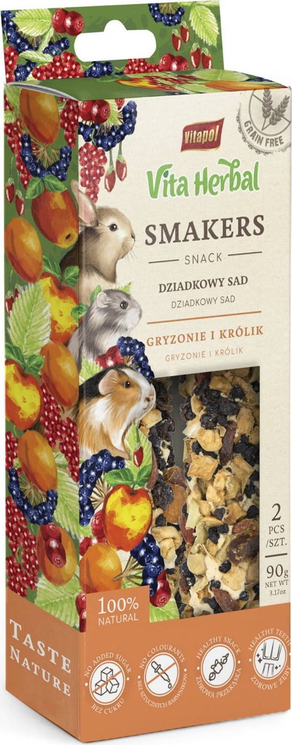Vitapol Vita Herbal Smakers Dziadkowy sad dla gryzoni i królika, 90g, 5 szt.display
