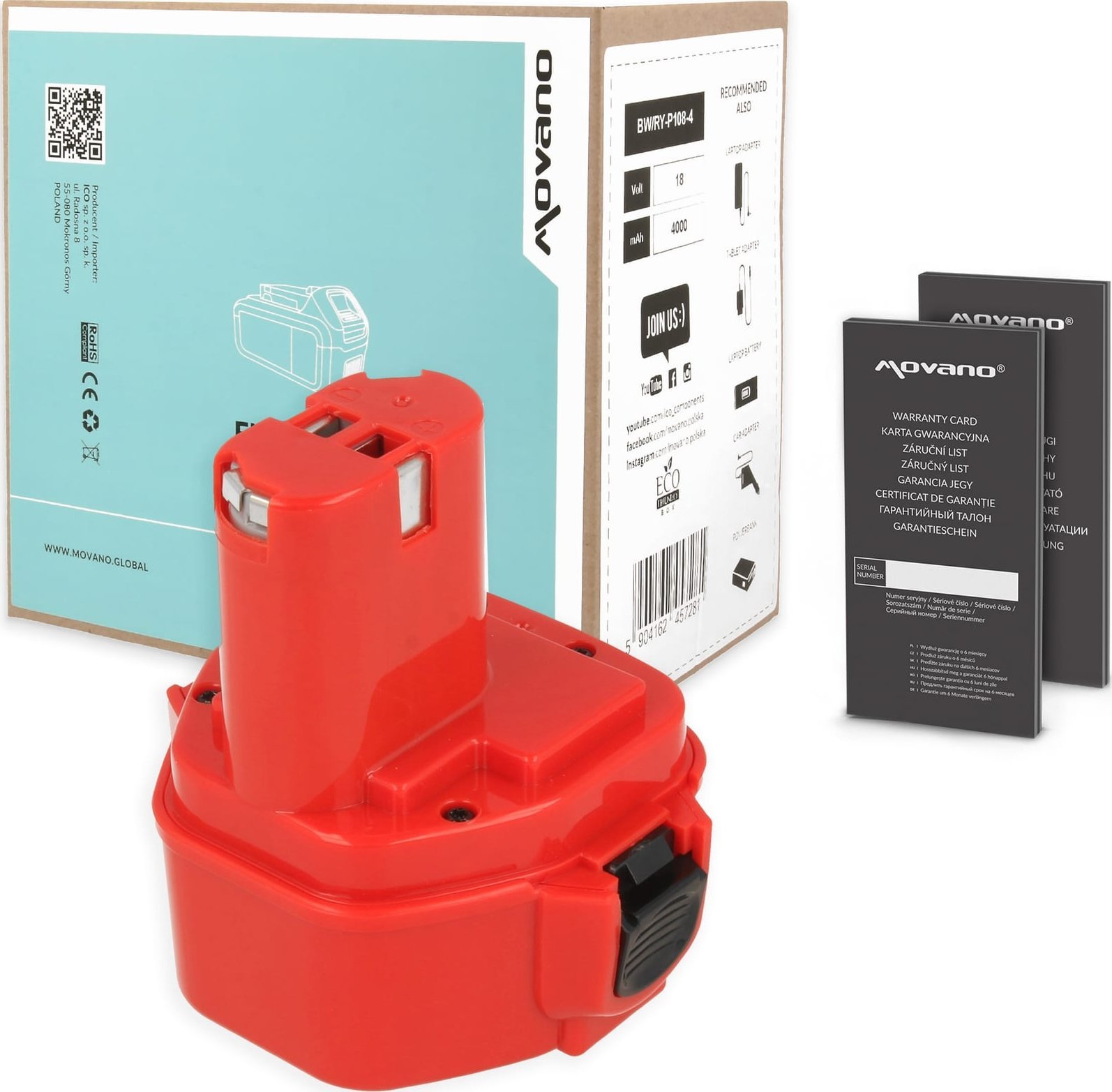 Bateria Movano do Makita 1220, 1250