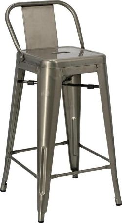 D2 Design Hoker Paris Back short 66cm metaliczny insp. Tolix