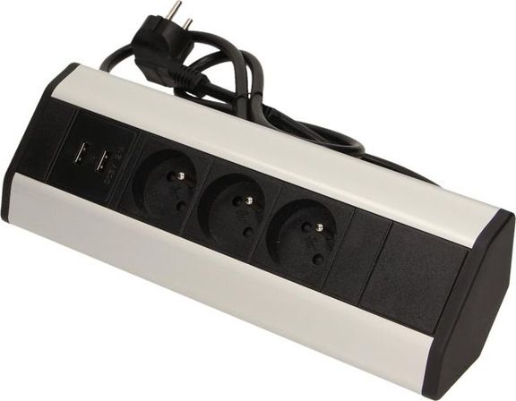 Orno gniazdo meblowe 3x250V AC z ładowarką 2xUSB (OR-AE-1360)