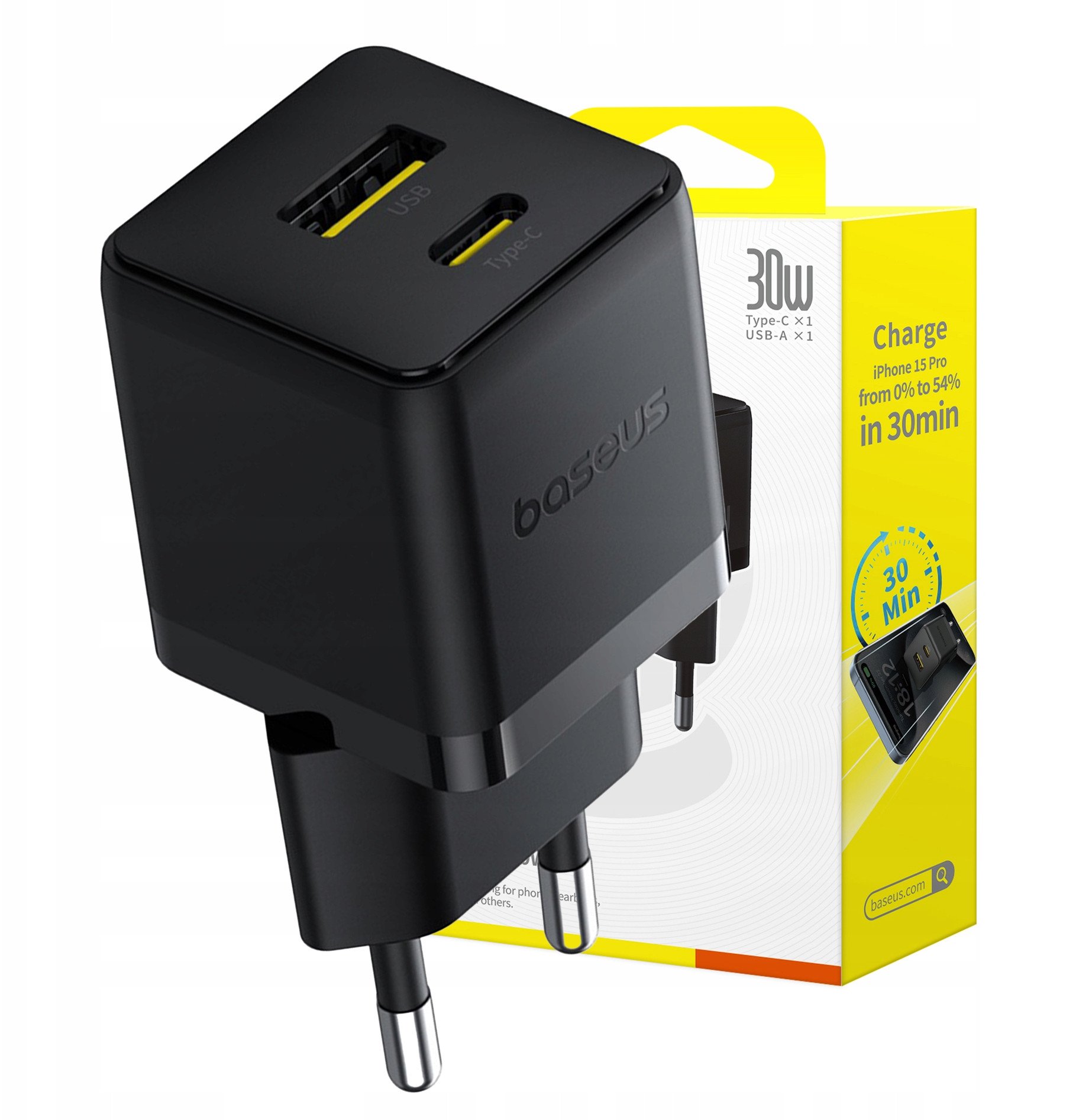 Ładowarka Baseus Palm 1x USB-A 1x USB-C 2 A (6932172672478)