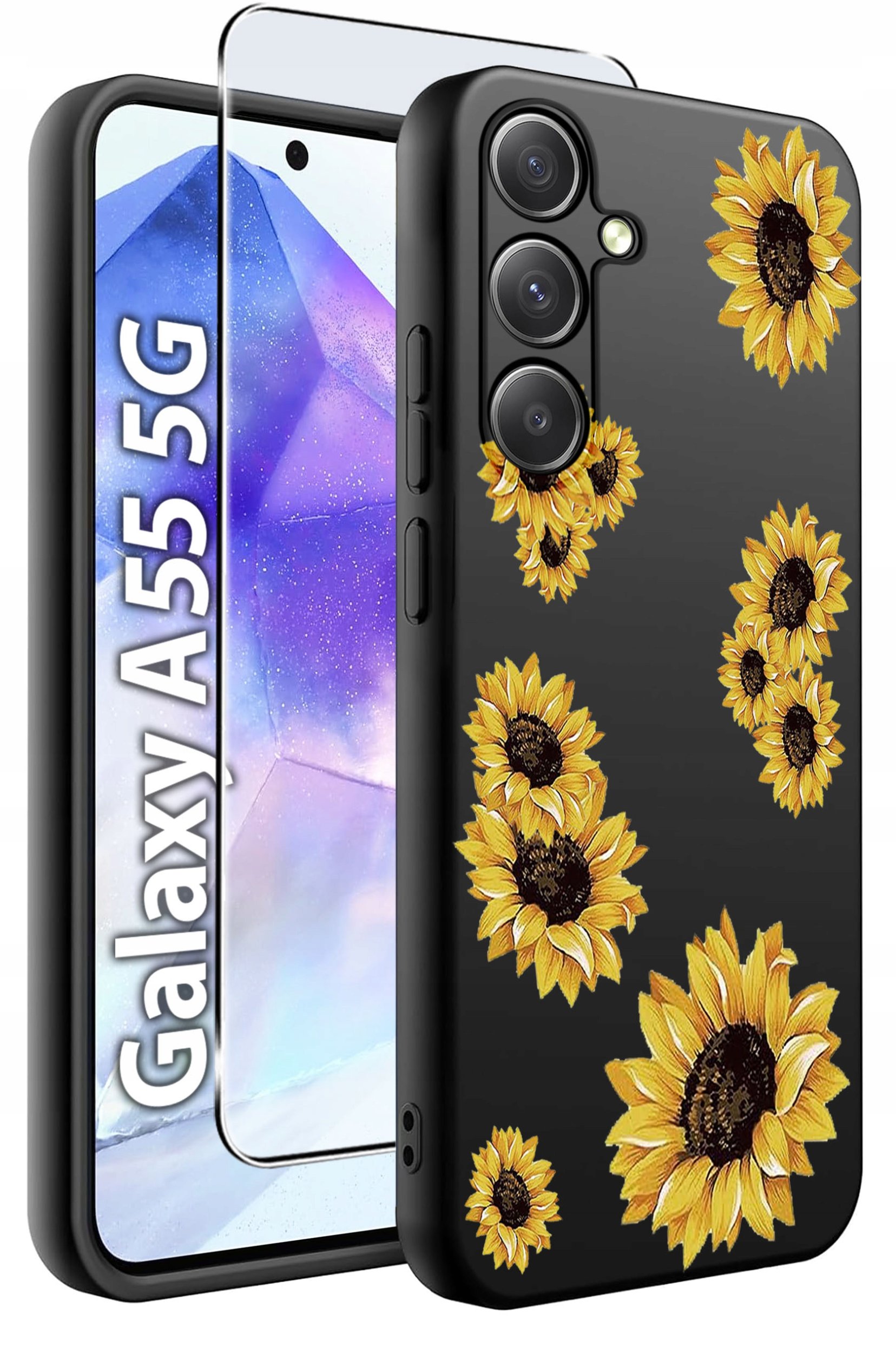 ETUI do Samsung A55 5G WZORY | SILIKONOWE MATT CASE + SZKŁO HARTOWANE 9H