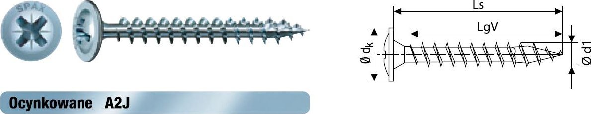 Spax WKRĘT PODKŁADKOWY (500) 5.0*60 PZ 2 BIAŁY OCYNK