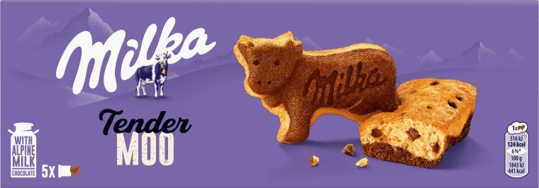 Milka Tender Moo Ciastko biszkoptowe z kawałkami czekolady mlecznej 140 g (5 x 28 g)