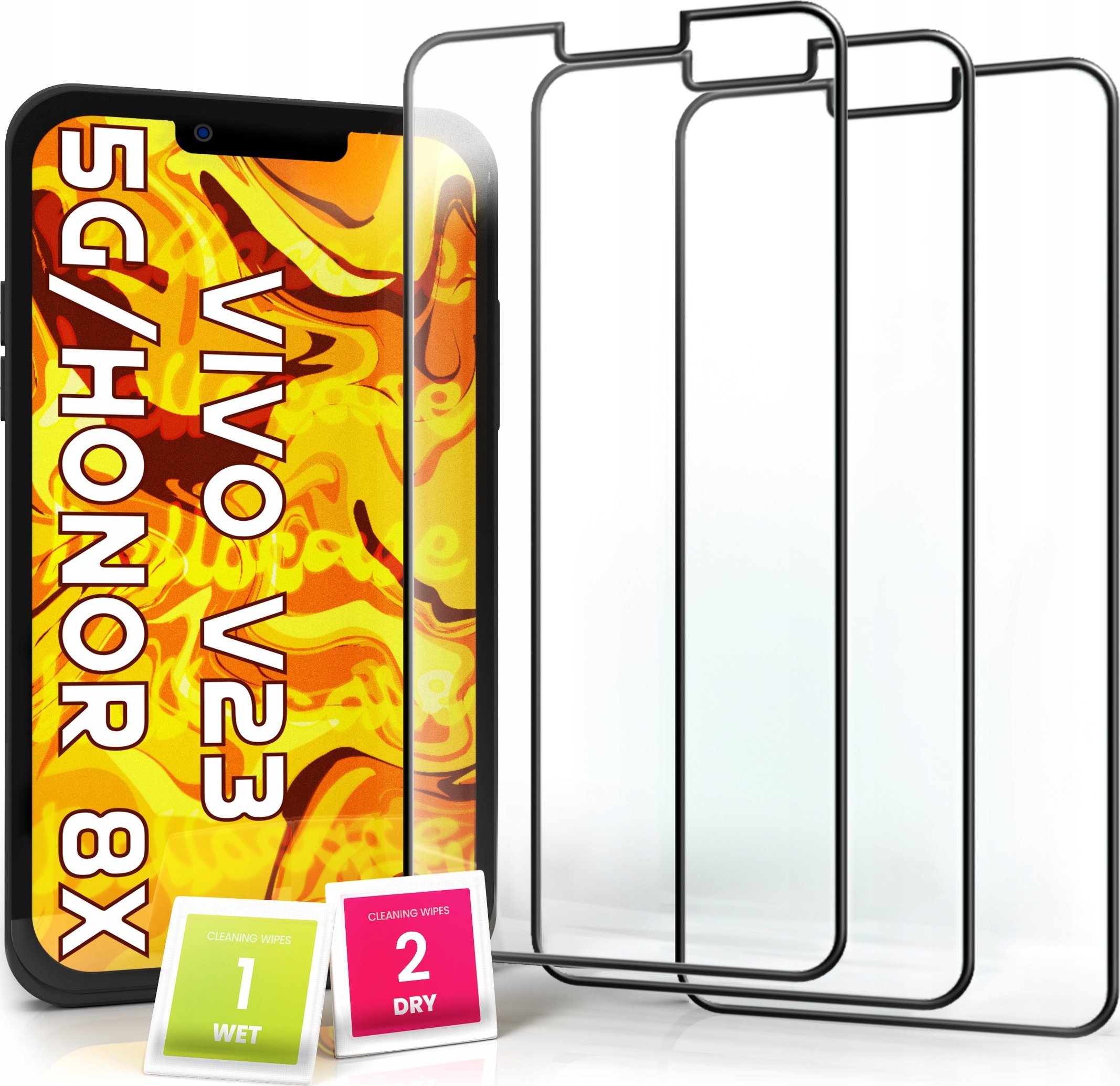 Hello Case 3-pak SZKŁO HARTOWANE DO Honor X8 5G / X6 / 70 Lite na ekran 9H ochronne 5D