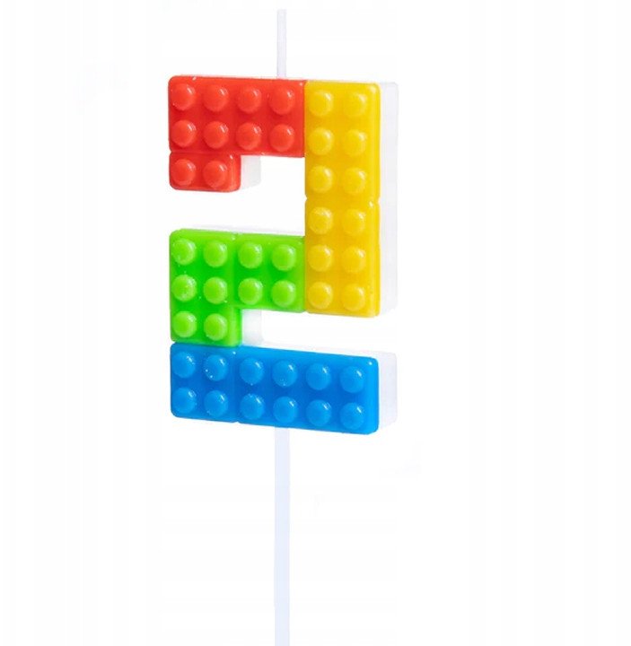 Świeczka Urodzinowa Na Tort / KLOCKI / Świeczki na Urodziny / CYFRA 2