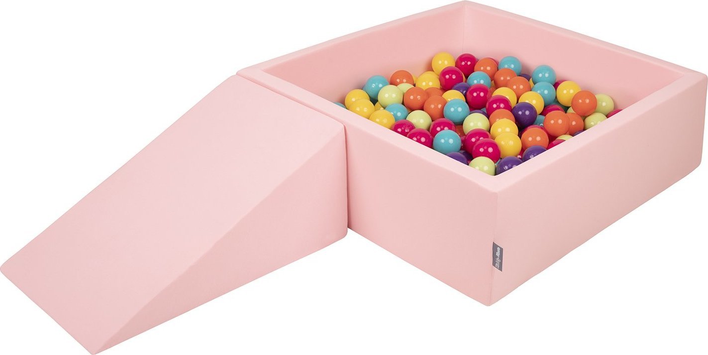 KiddyMoon Piankowy plac zabaw PPZP-KW30D-112 z piłeczkami różowy: jasny zielony-żółty-turkus-pomarańcz-ciemny róż-fiolet basen 100/klin L Zabawka plac