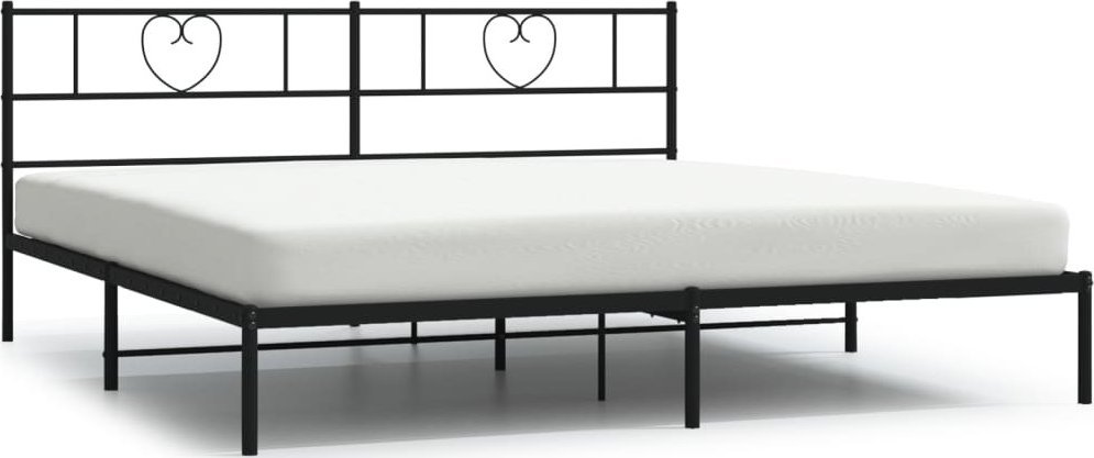 Metalowa Rama Łóżka Z Wezgłowiem, Czarna, 183X213 Cm