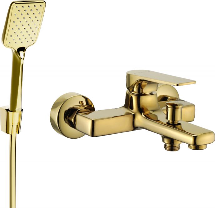 Mexen Mexen Lynx R62 bateria wannowa z zestawem prysznicowym, złota - 74593R62-50
