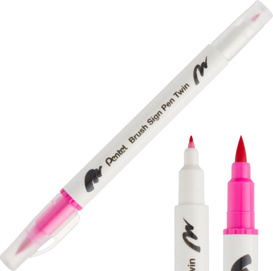 Pisak Brush Pentel Dwustronny Różowy SESW30C-T109