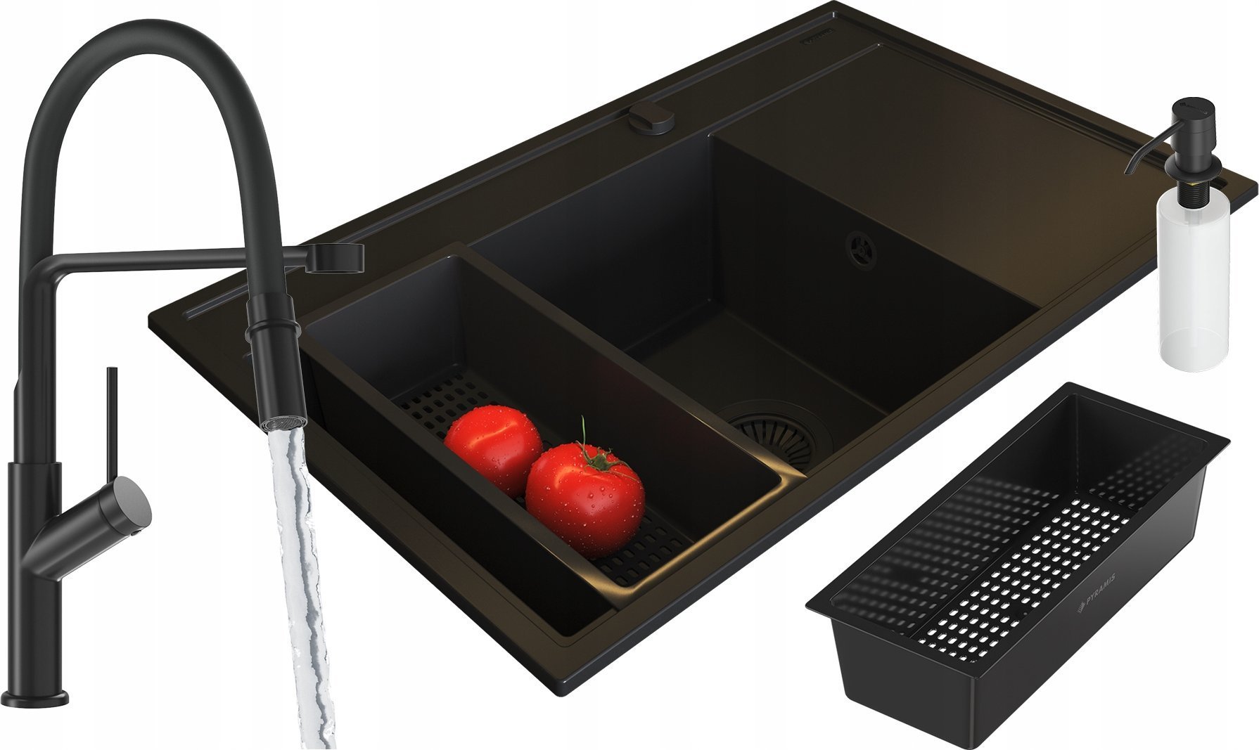 Zlewozmywak Pyramis Zestaw Pyramis CAMEA 79x50 1B1D L + Flexos BE