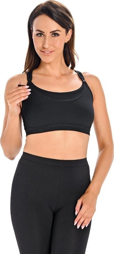 Teyli Top biustonosz do karmienia bawełniany Maya czarny Czarny S