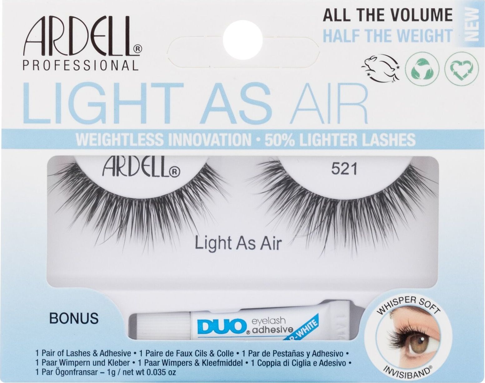 Ardell Ardell Light As Air 521 Sztuczne rzęsy 1szt Black zestaw upominkowy