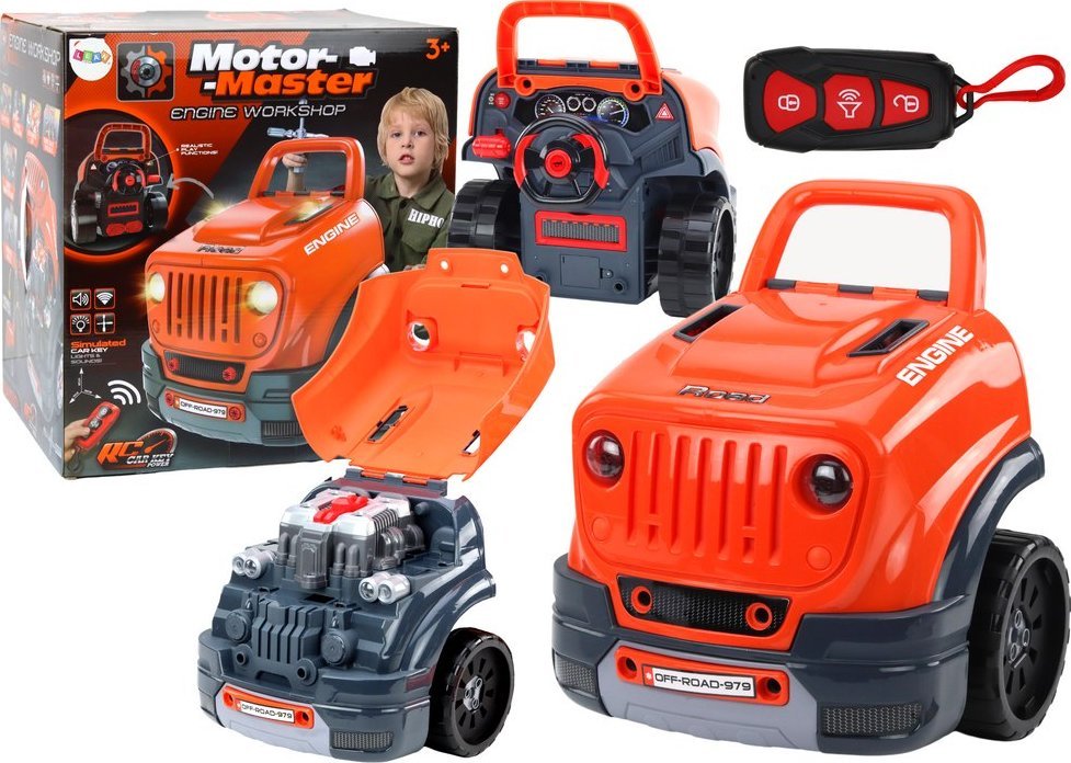 LeanToys Warsztat Silnik Auto Do Rozkręcania Zestaw Majsterkowicza Pomarańczowy