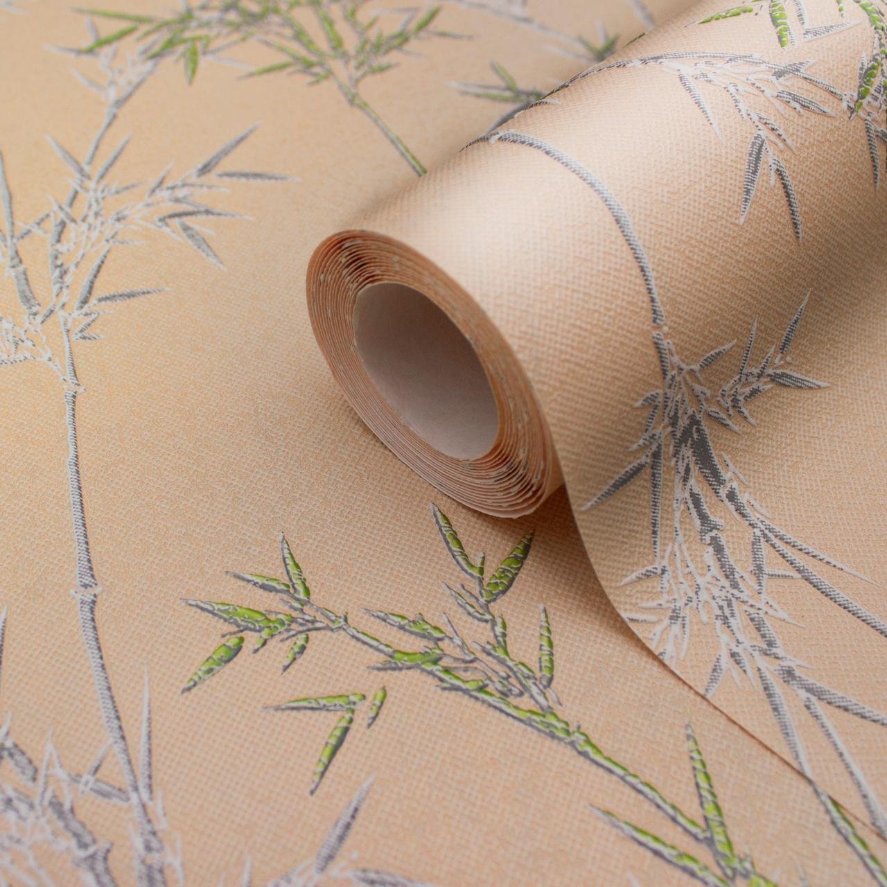 MallDeco TAPETA WINYLOWA PANDA FON, POMARAŃCZOWA