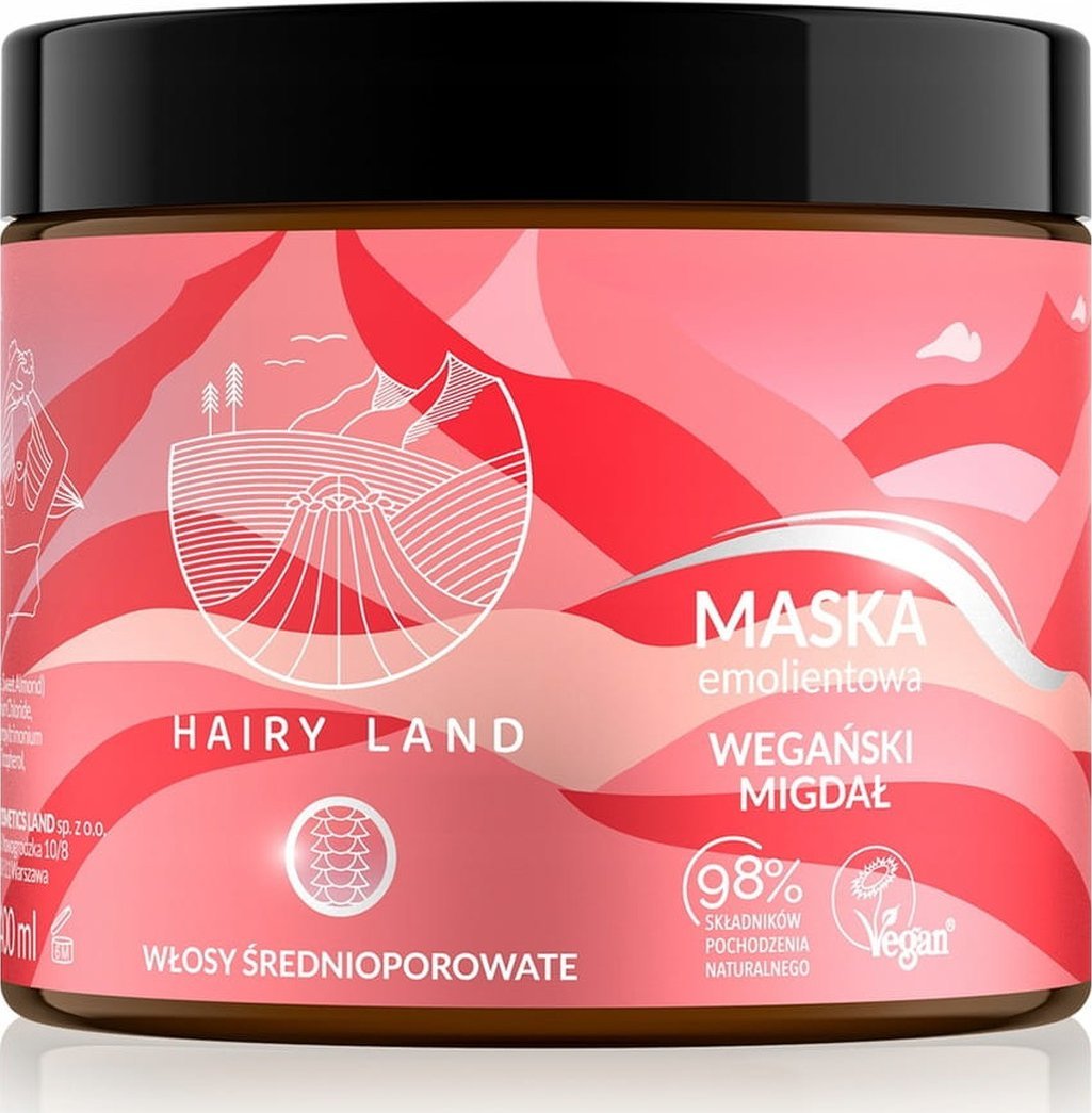 Hairy Land Wegański Migdał Maska emolientowa do włosów średnioporowatych 400ml