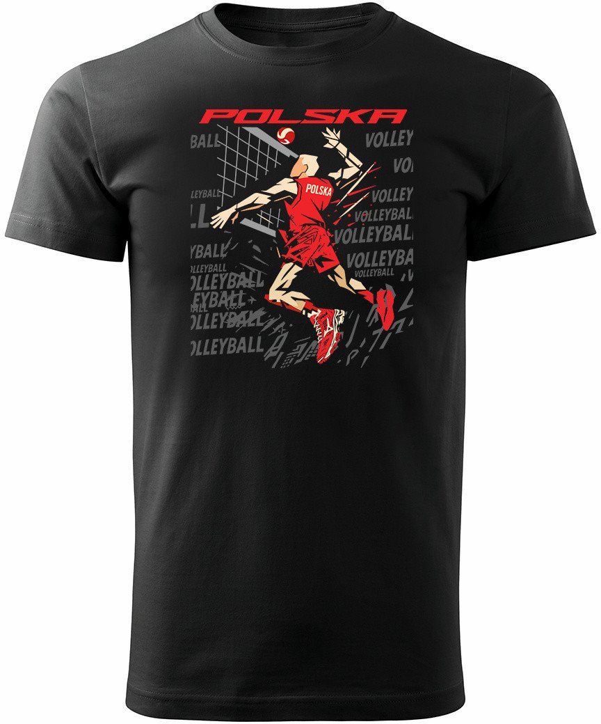Koszulka polska siatkówka dla kibica do siatkówki siatkówka Volleyball męska czarna REGULAR L