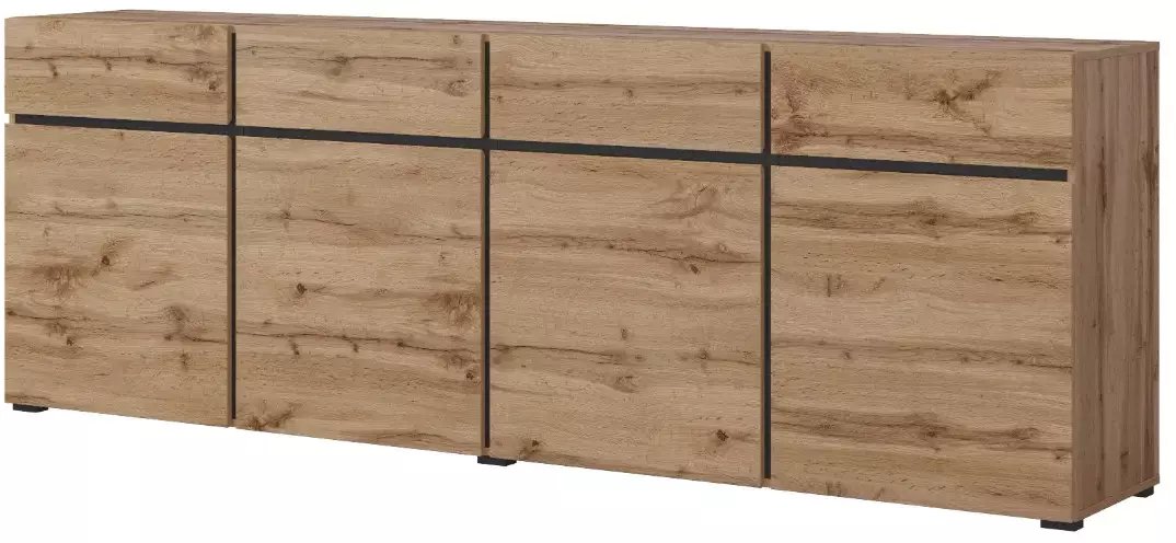 Komoda CROSS 4D4S 225cm dąb wotan/czarna HELVETIA