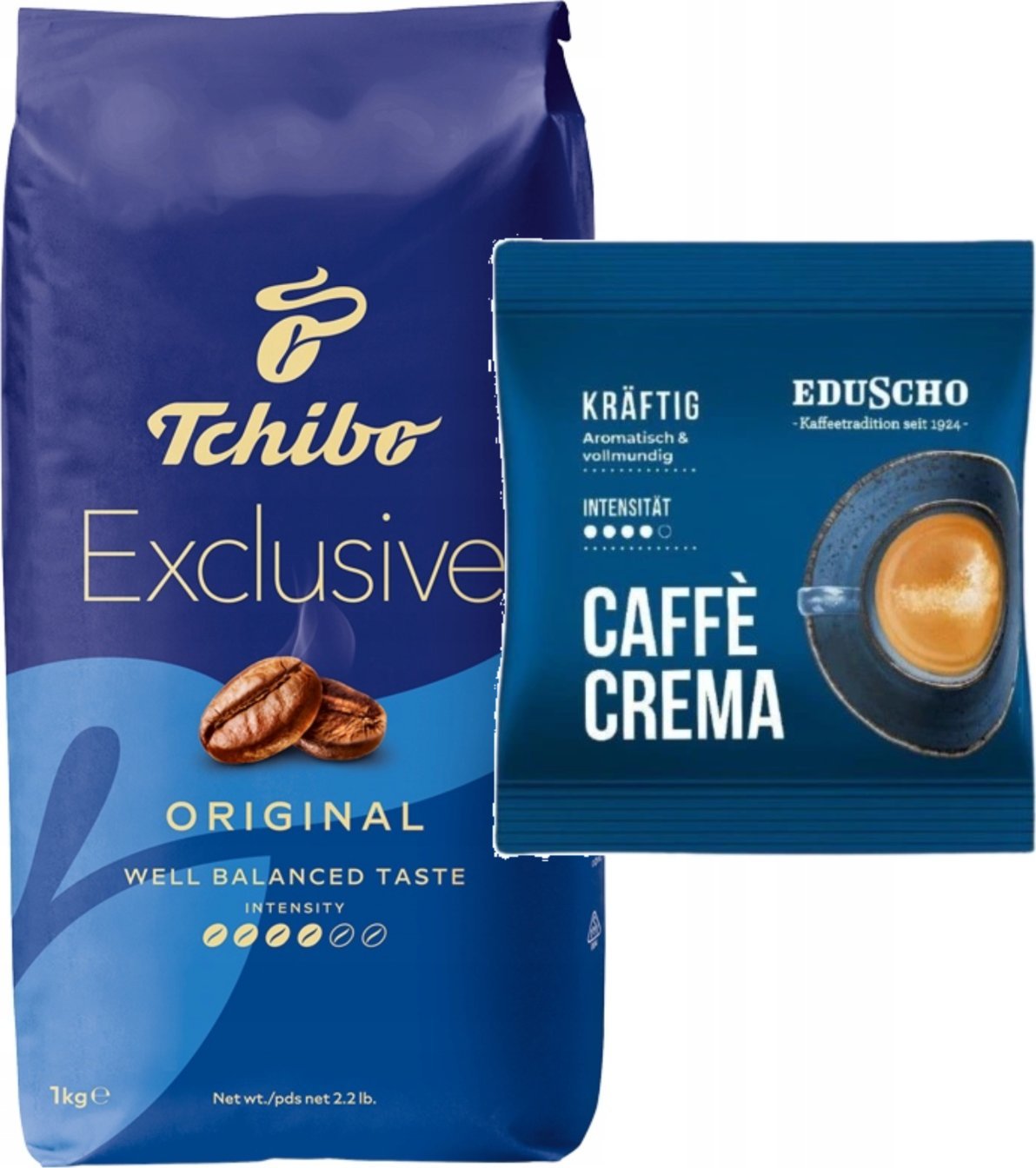 Kawa ziarnista Tchibo Exclusive Original 1kg + Eduscho Caffe Crema 100g