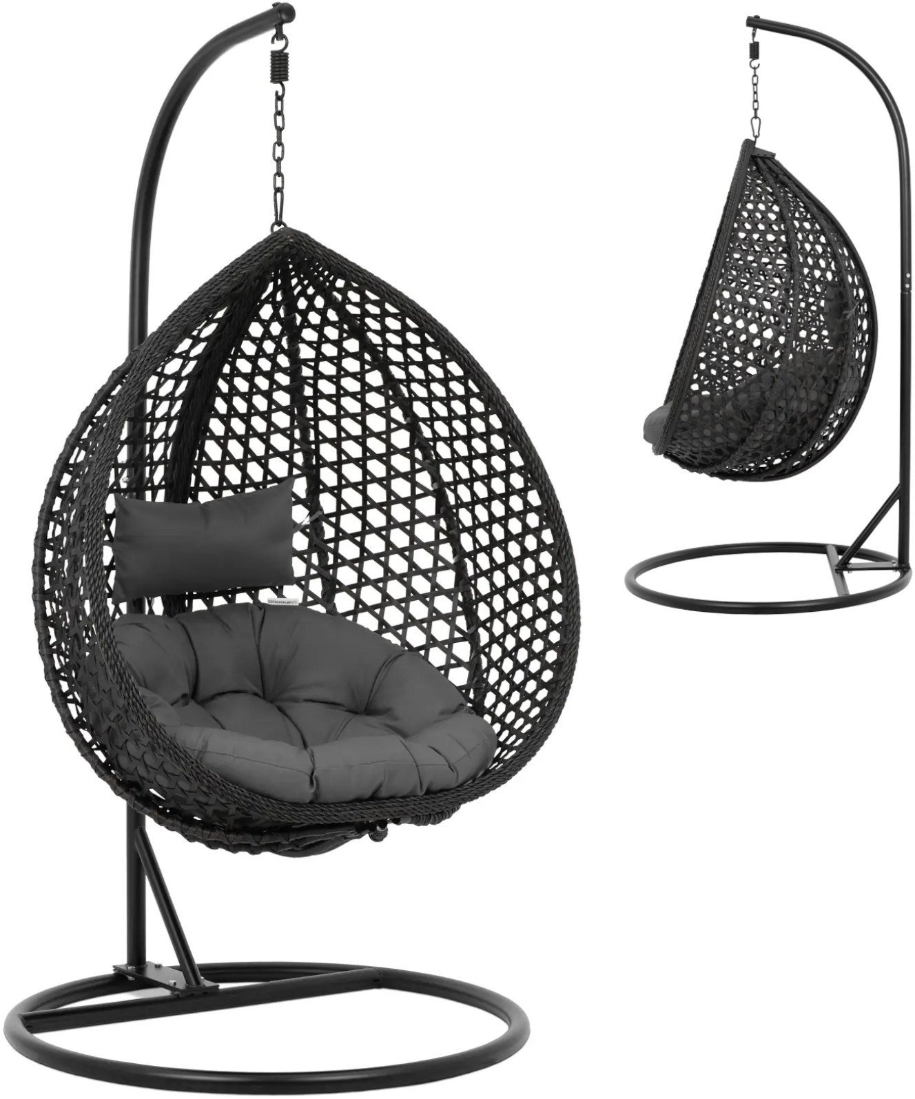 Fotel wiszący kosz kokon ogrodowy huśtawka wolnostojąca do 150 kg Fotel wiszący kosz kokon ogrodowy huśtawka wolnostojąca do 150 kg