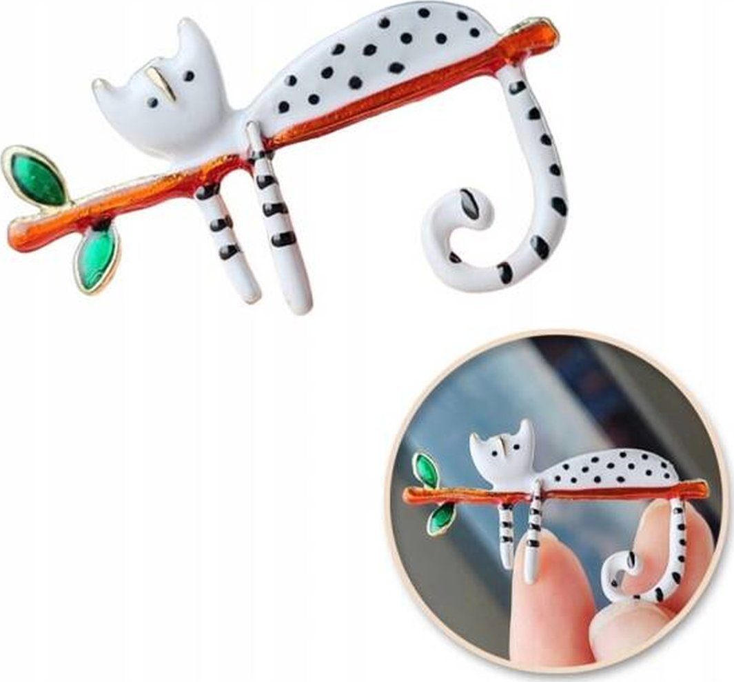 Ecarla Broszka ozdobna Biały Kotek 7g