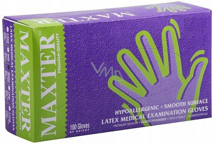 Rękawice lateksowe pudrowe MAXTER, 100 szt., L