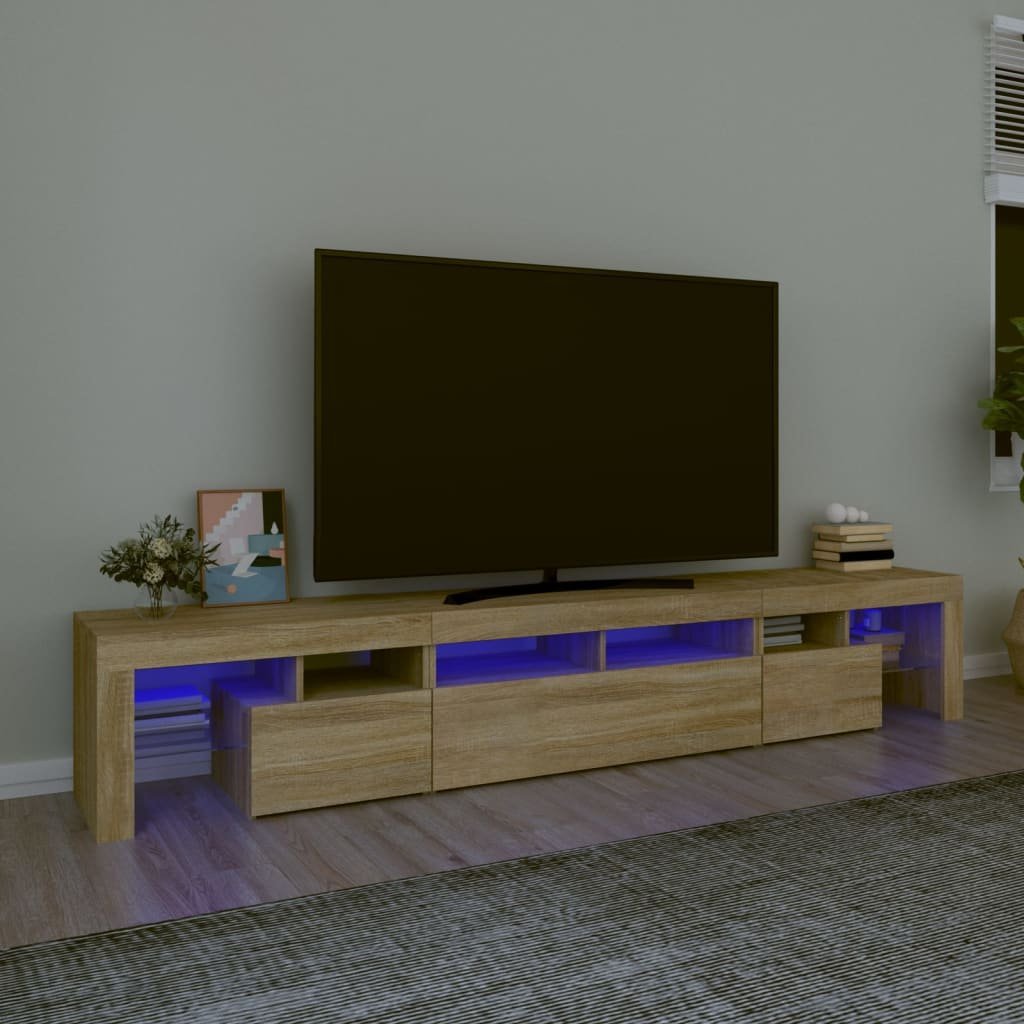 vidaXL vidaXL Szafka pod TV z oświetleniem LED, dąb sonoma, 230x36,5x40 cm